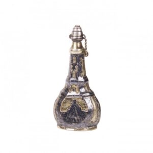 Russian silver-gilt and niello flask with Genre scene — image 1