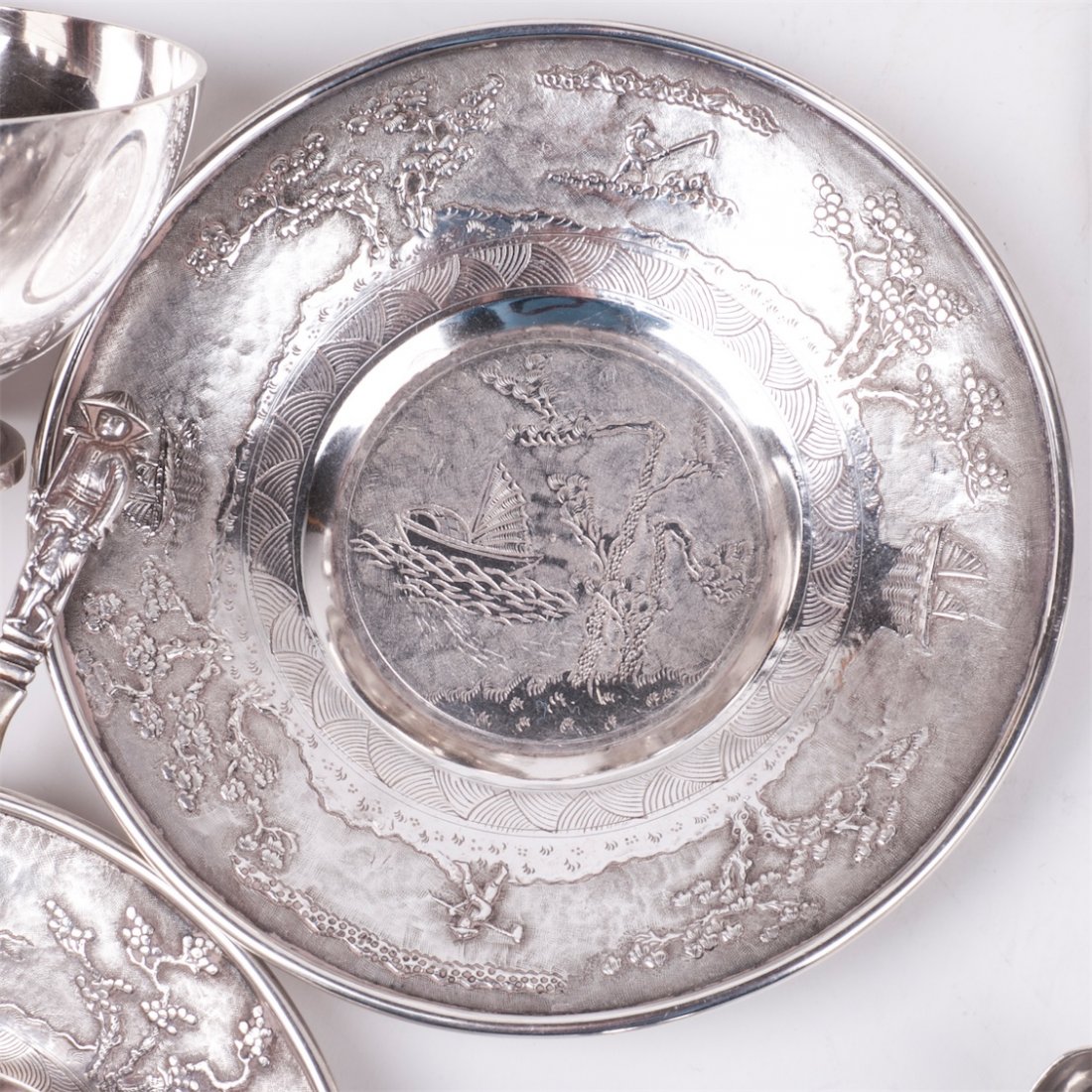 Antique Vietnam sterling silver tea set of 21 pieces — image 4