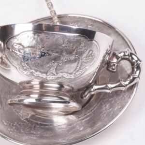 Antique Vietnam sterling silver tea set of 21 pieces — image 5