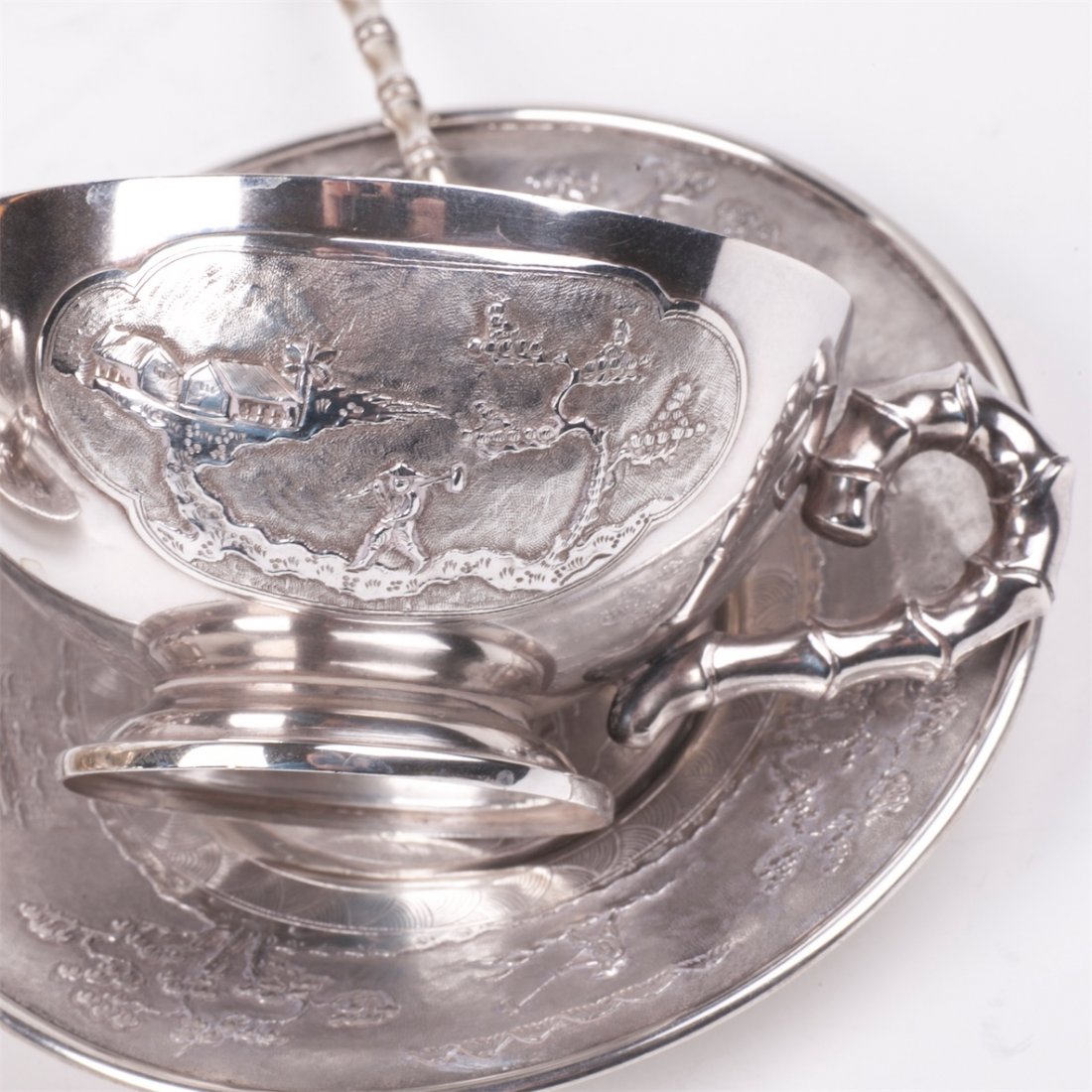 Antique Vietnam sterling silver tea set of 21 pieces — image 5