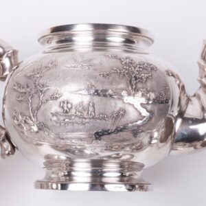 Antique Vietnam sterling silver tea set of 21 pieces — image 8