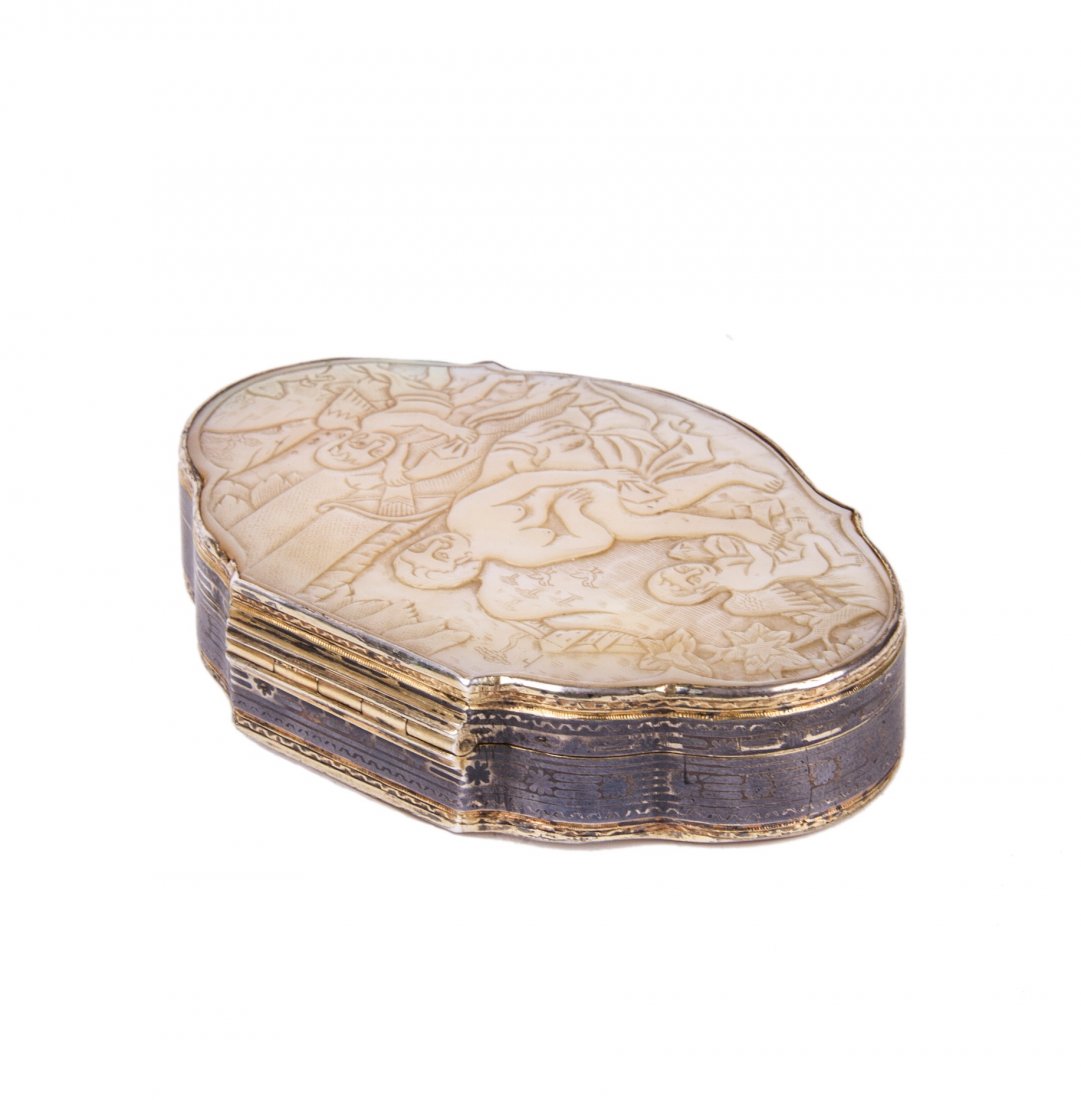 Russian silver, niello and mother of pearl carved box — image 2