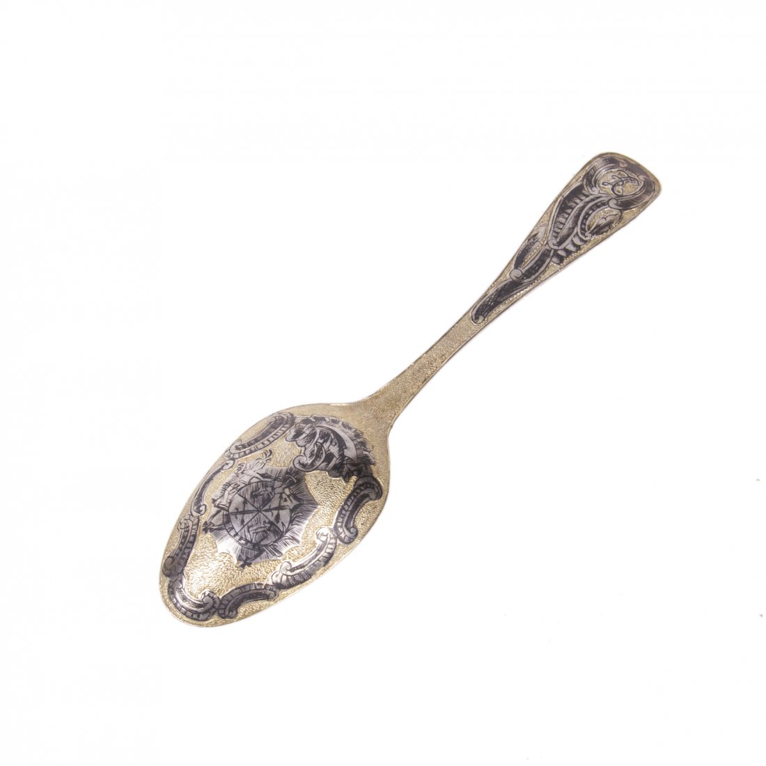 Russian decorative silver-gilt and niello spoon — image 1