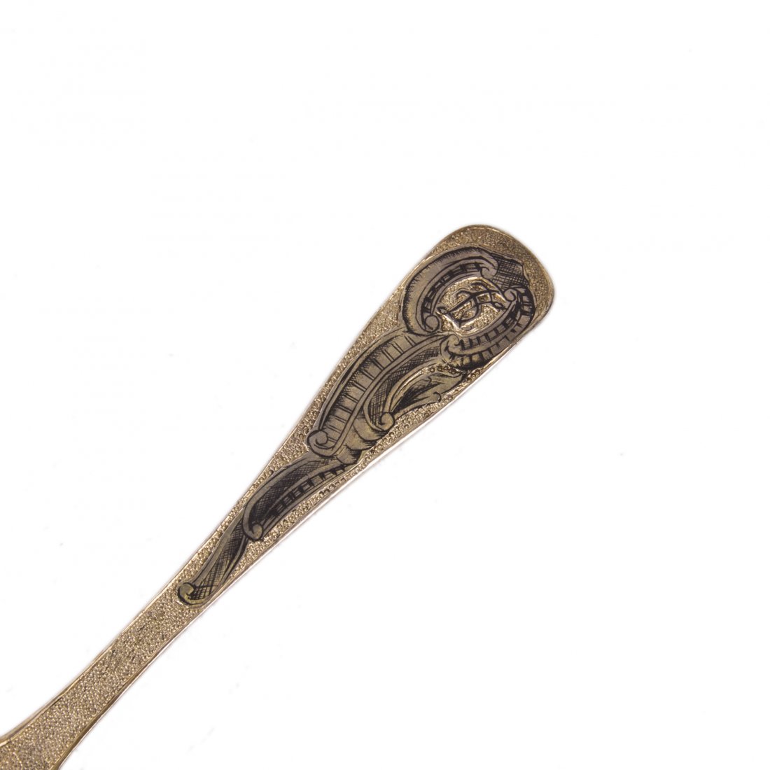 Russian decorative silver-gilt and niello spoon — image 2