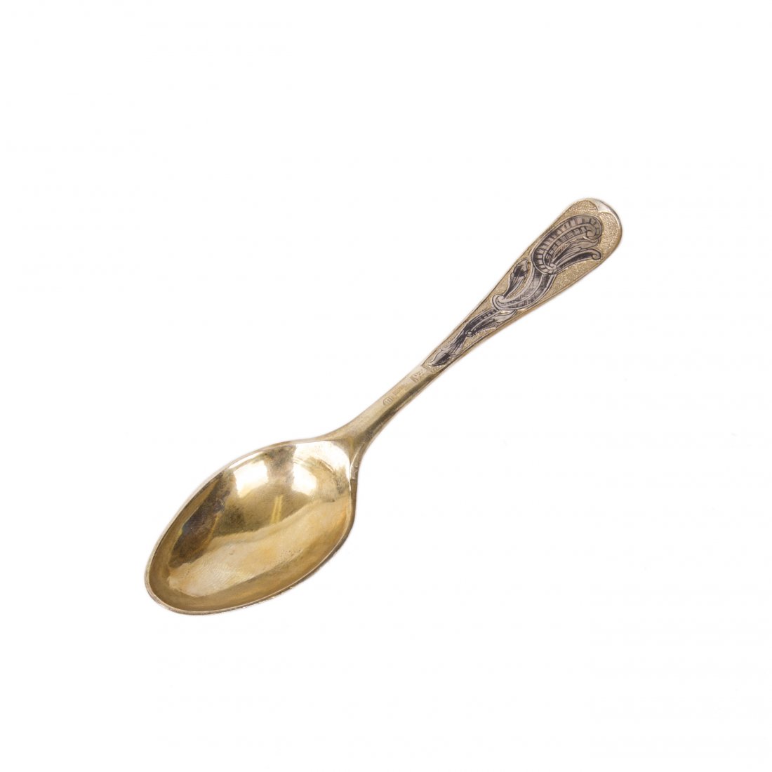 Russian decorative silver-gilt and niello spoon — image 3