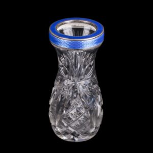 Antique crystal vase with silver and blue enamel — image 1