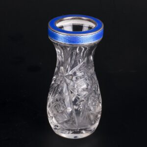 Antique crystal vase with silver and blue enamel — image 2