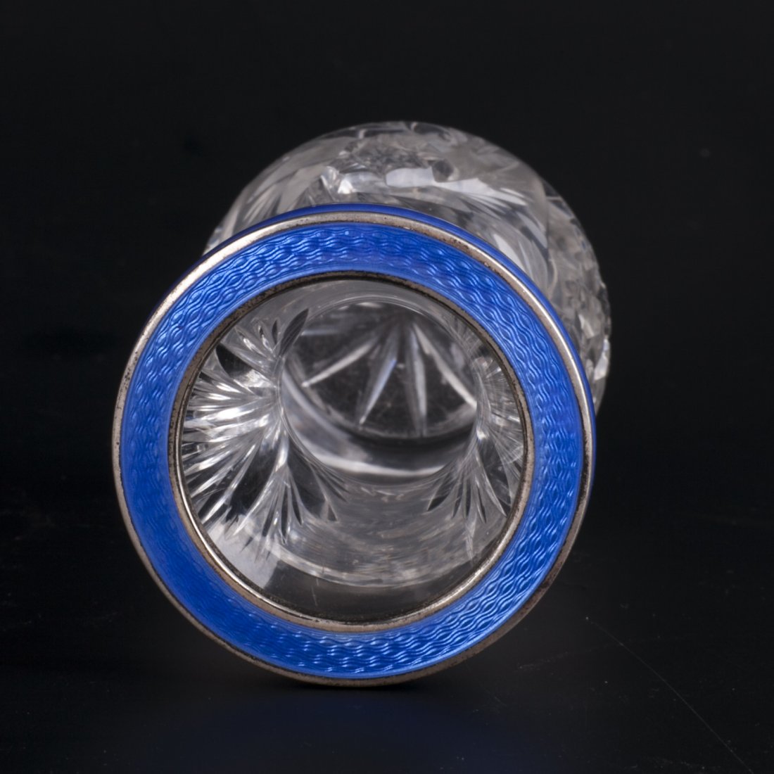 Antique crystal vase with silver and blue enamel — image 3
