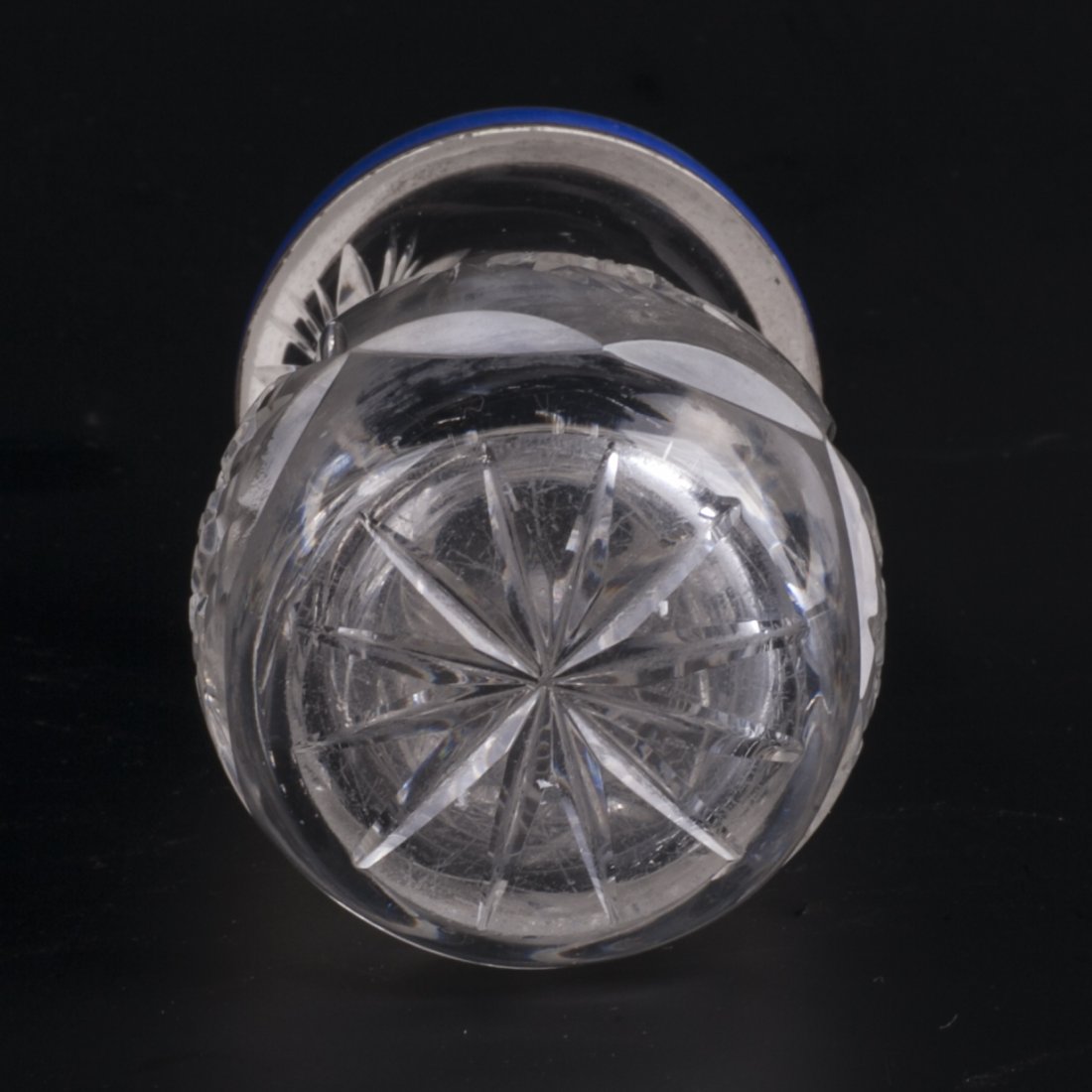 Antique crystal vase with silver and blue enamel — image 4