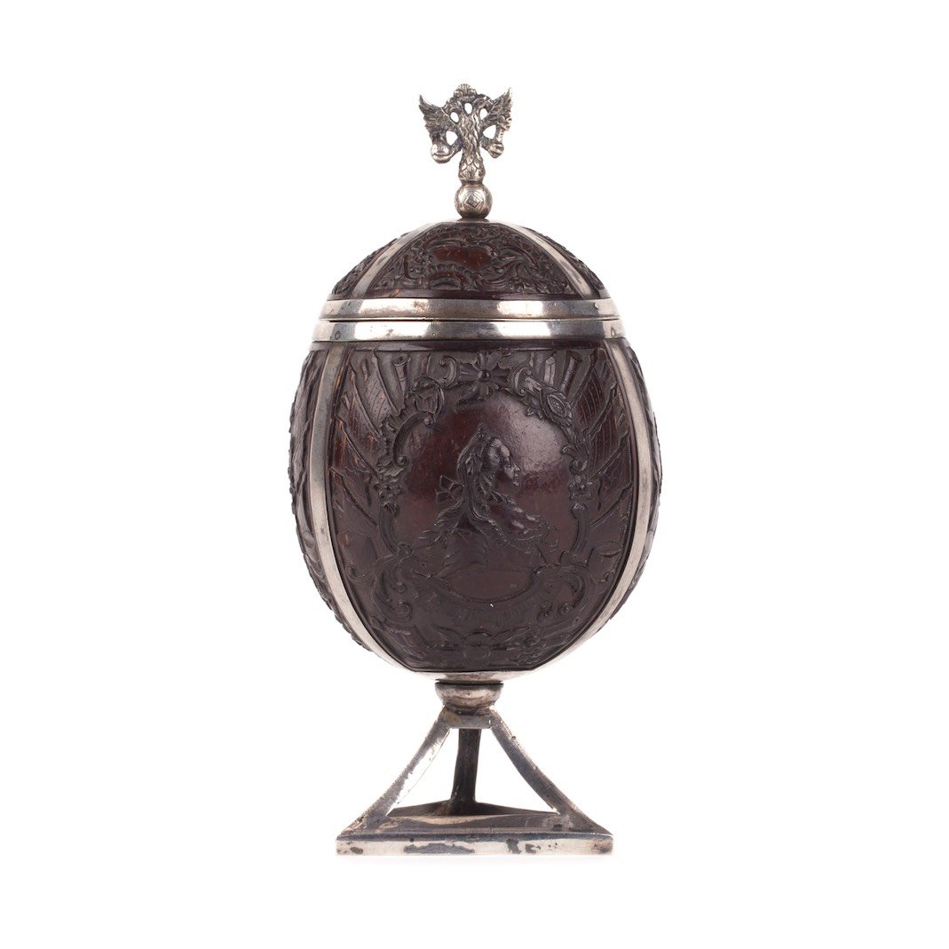 Rare and highly collectible Silver-mounted coconut cup — image 1