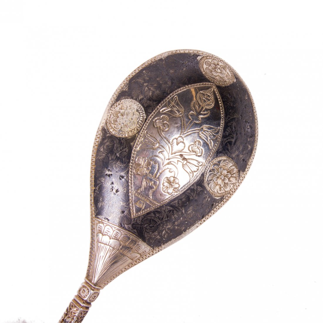 Rare Russian silver and niello decorative spoon — image 2