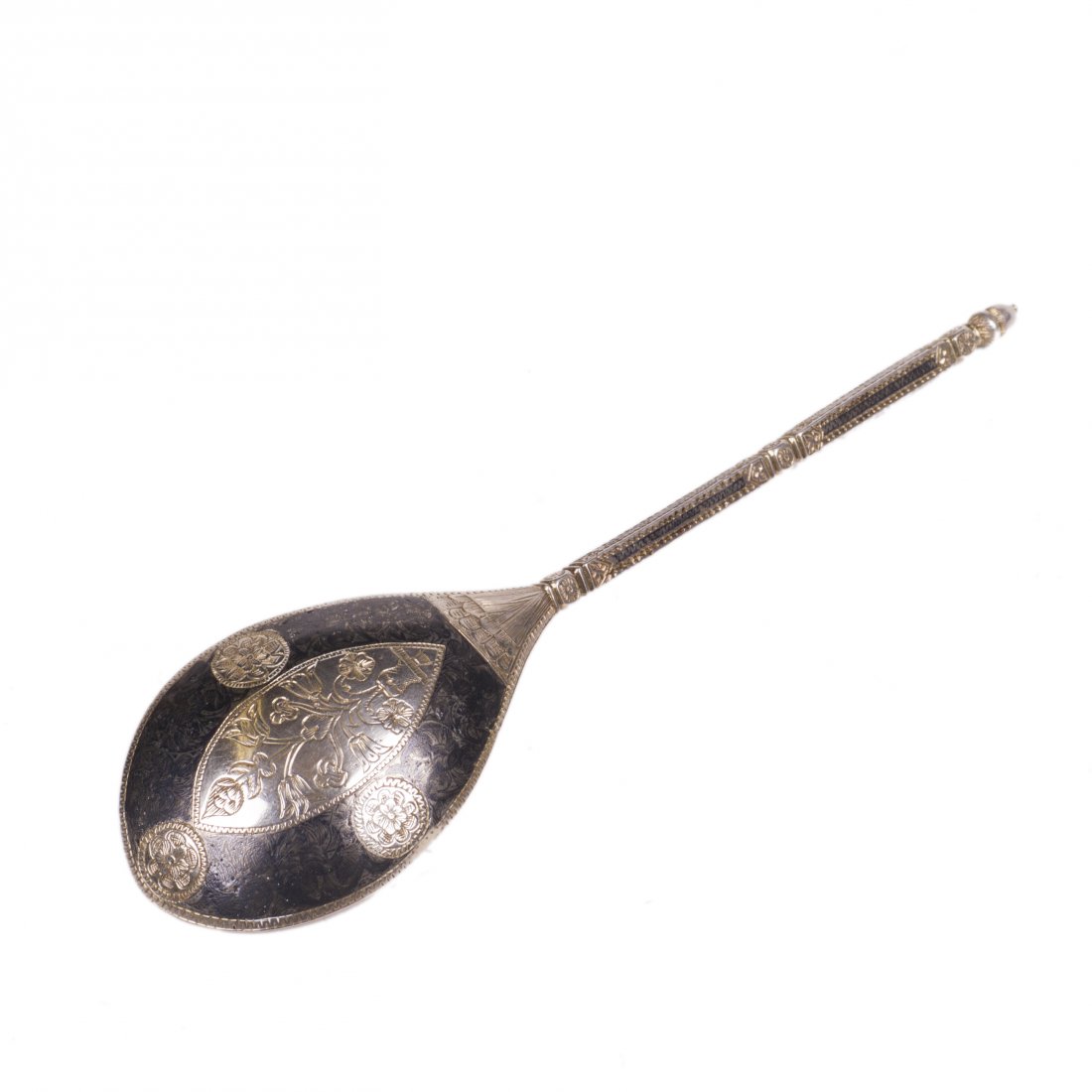 Rare Russian silver and niello decorative spoon — image 3