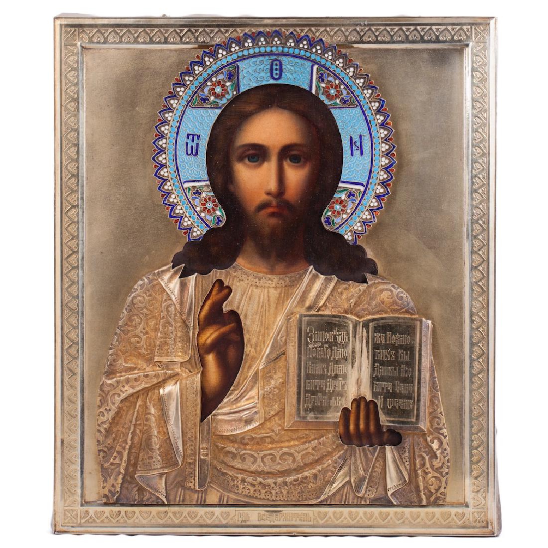 Russian 19th century icon of Christ Pantokrator — image 1
