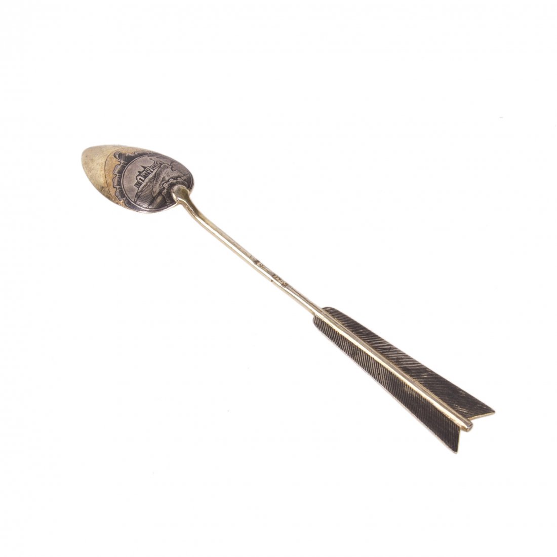 Russian silver-gilt and niello spoon depicting city — image 1
