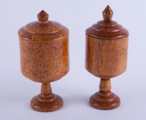 Pair tobacco cans made of birchwood. — image 1
