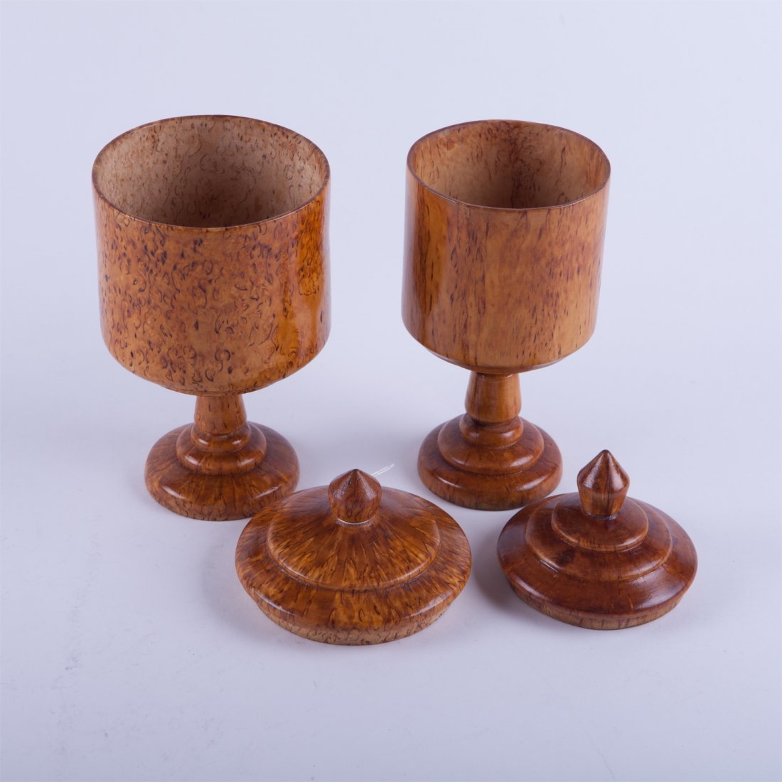 Pair tobacco cans made of birchwood. — image 2