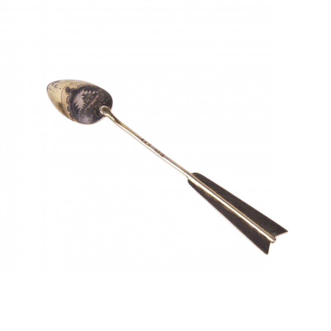 Russian silver-gilt and niello spoon depicting city — image 1