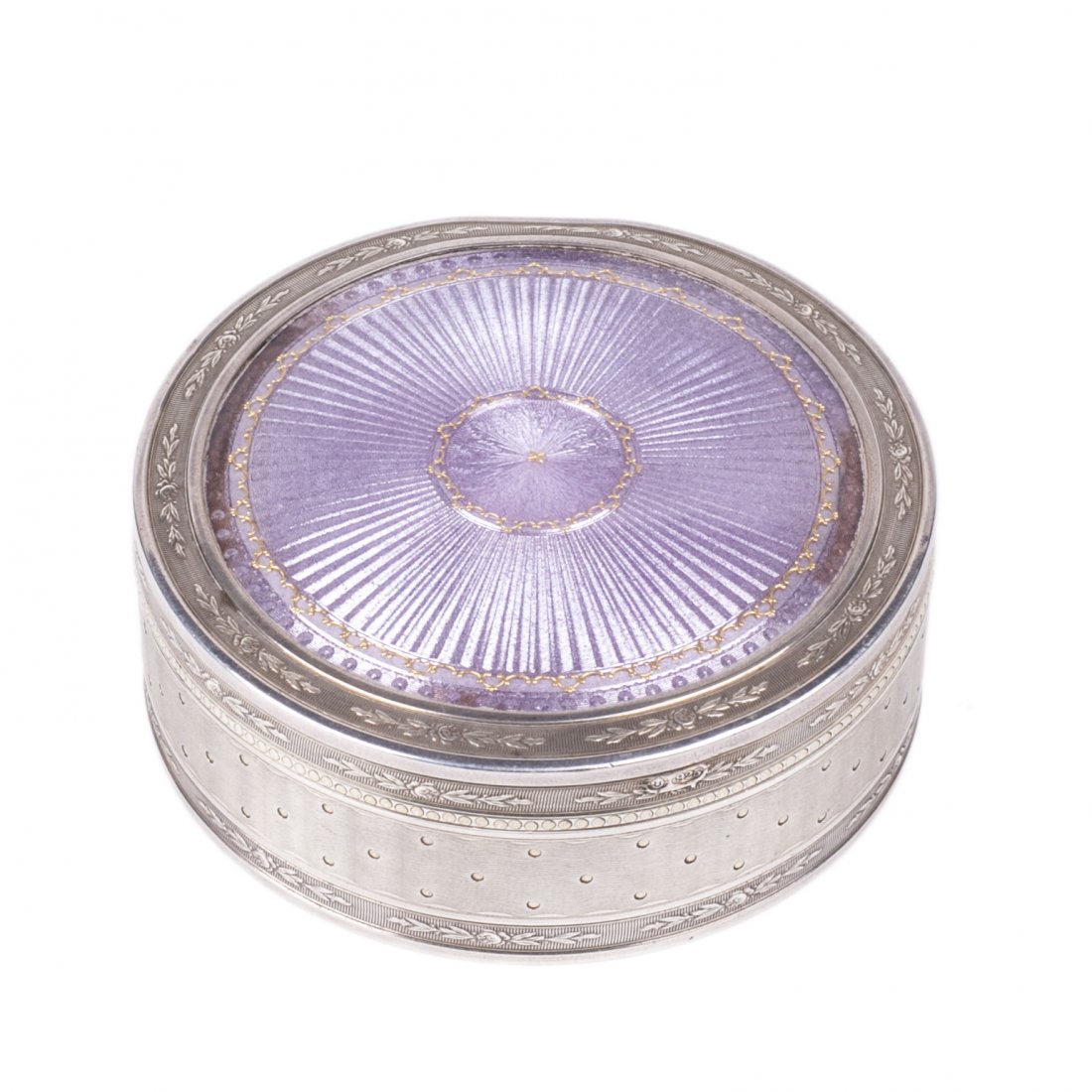 Antique silver and purple enamel box — image 1