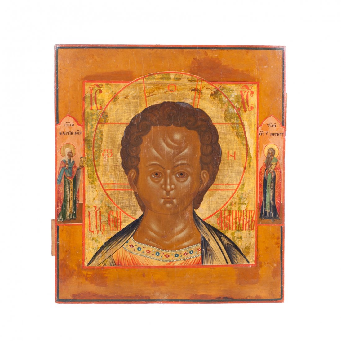 Russian icon of Christ Emmanuil with Saint Leontiyn of — image 1
