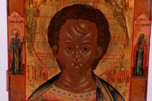 Russian icon of Christ Emmanuil with Saint Leontiyn of — image 2