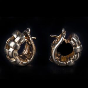 Tiffany & Co. Gold 18K Basket Weave Hoop Earrings — image 1