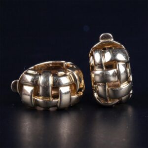 Tiffany & Co. Gold 18K Basket Weave Hoop Earrings — image 3