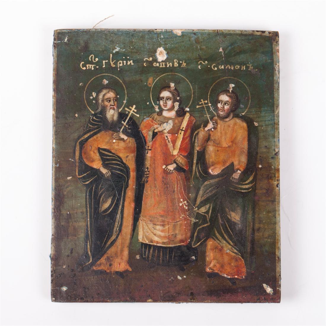 Russian icon depicting Simon, Gury and Aviv — image 4