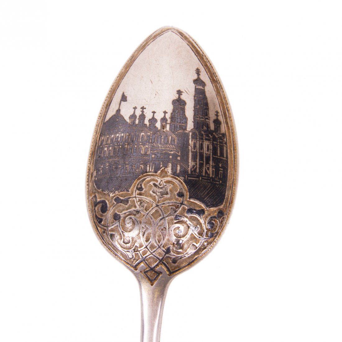 Silver-gilt and niello spoon with Moscow Kremlin view — image 2
