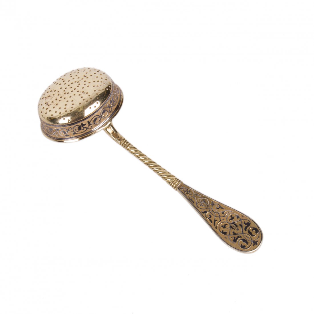 Russian silver-gilt and niello spoon-stainer — image 1