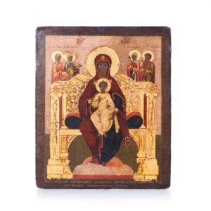 Rare Russian icon of the enthroned Mother of God. — image 1