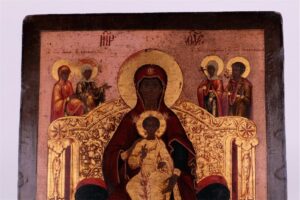 Rare Russian icon of the enthroned Mother of God. — image 2