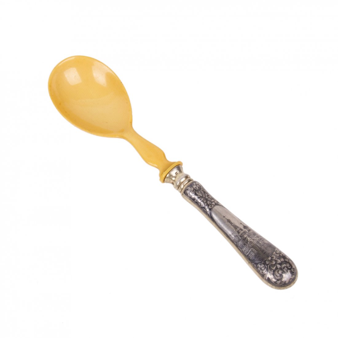 Russian silver-gilt and niello spoon with Kremlin view — image 1
