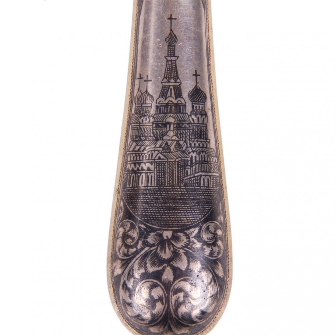 Russian silver-gilt and niello spoon with Kremlin view — image 2