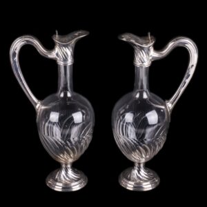 A pair of antique Art nouveau French silver decanters — image 1