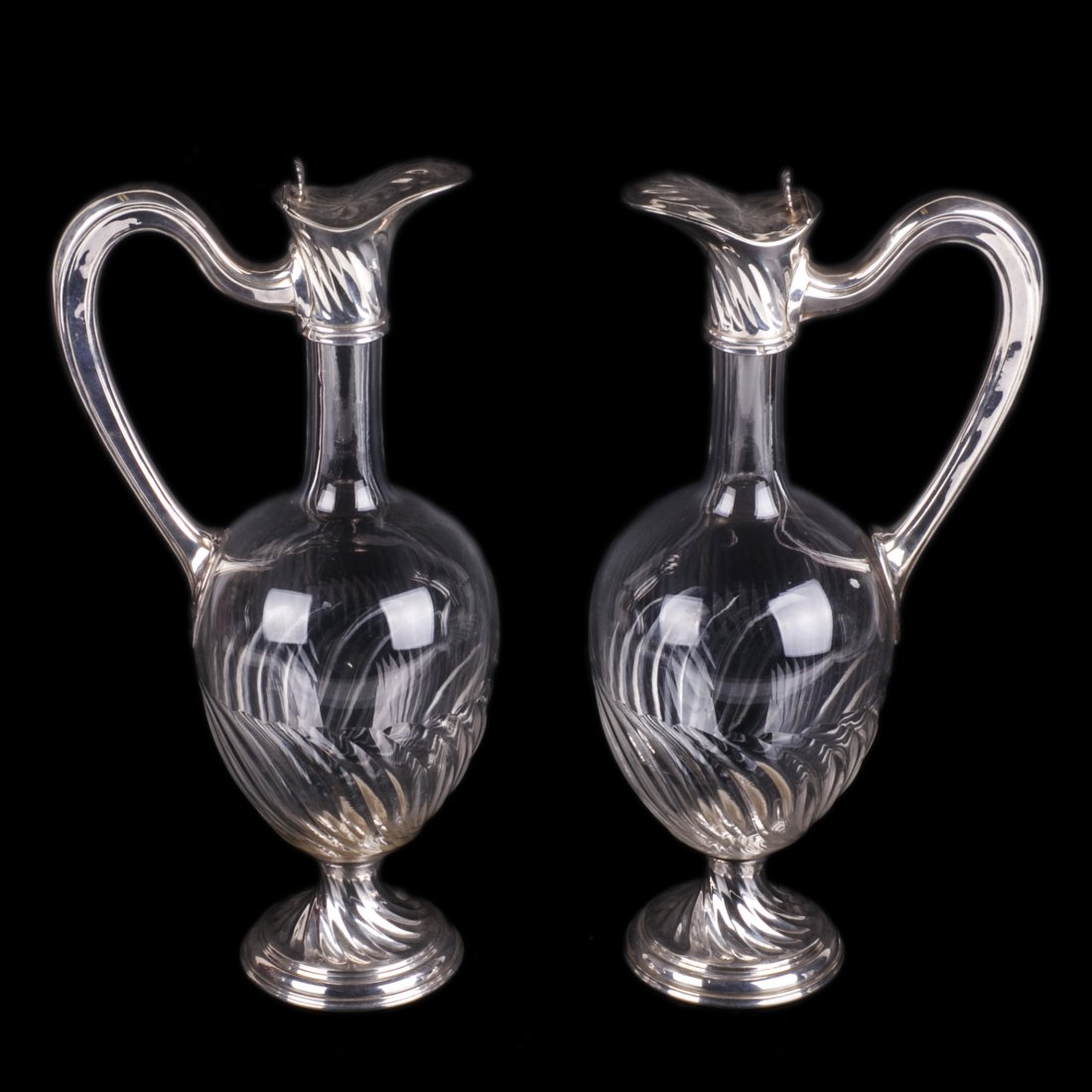 A pair of antique Art nouveau French silver decanters — image 1