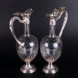 A pair of antique Art nouveau French silver decanters — image 2