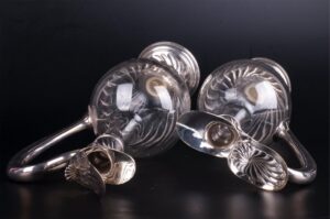 A pair of antique Art nouveau French silver decanters — image 3