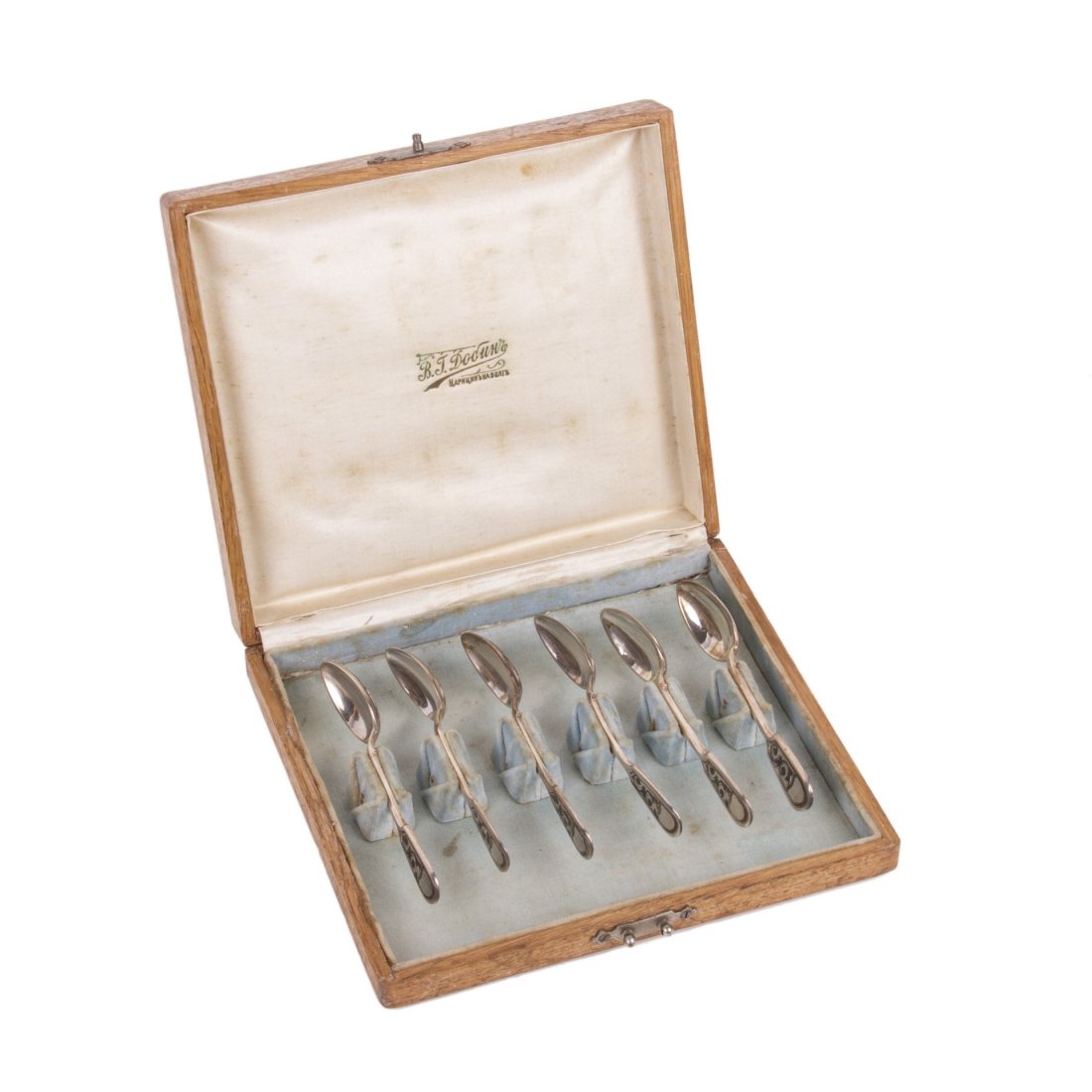 Russian silver and niello tea-spoon set in original box — image 2