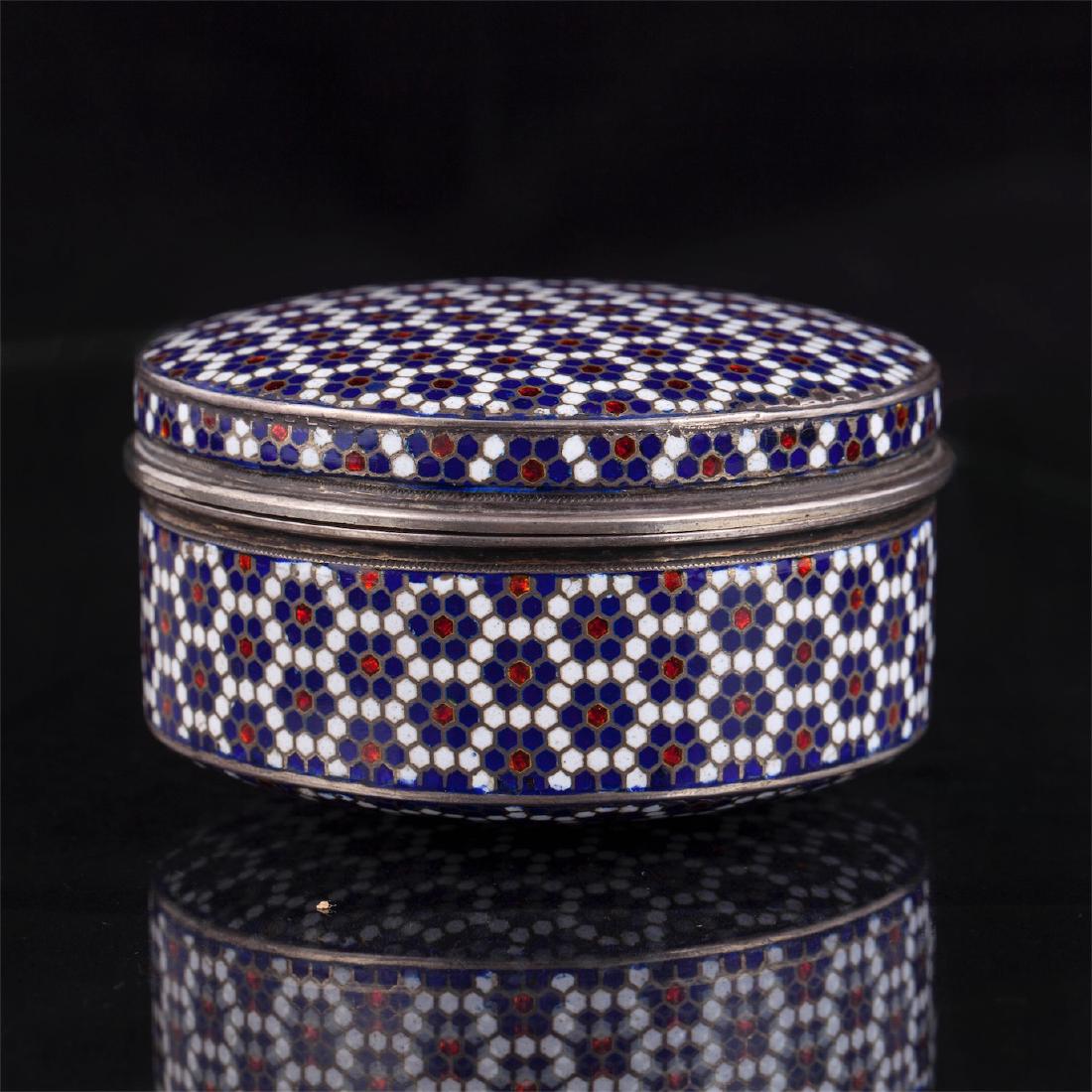 Russian silver cloisonne enamel box. G.Klingert — image 6