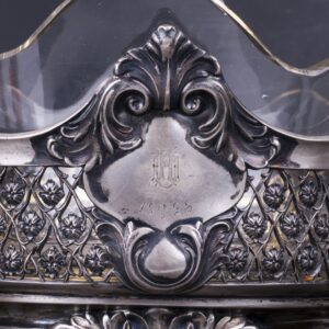 Silver mounted glass fruit bowl on legs — image 3