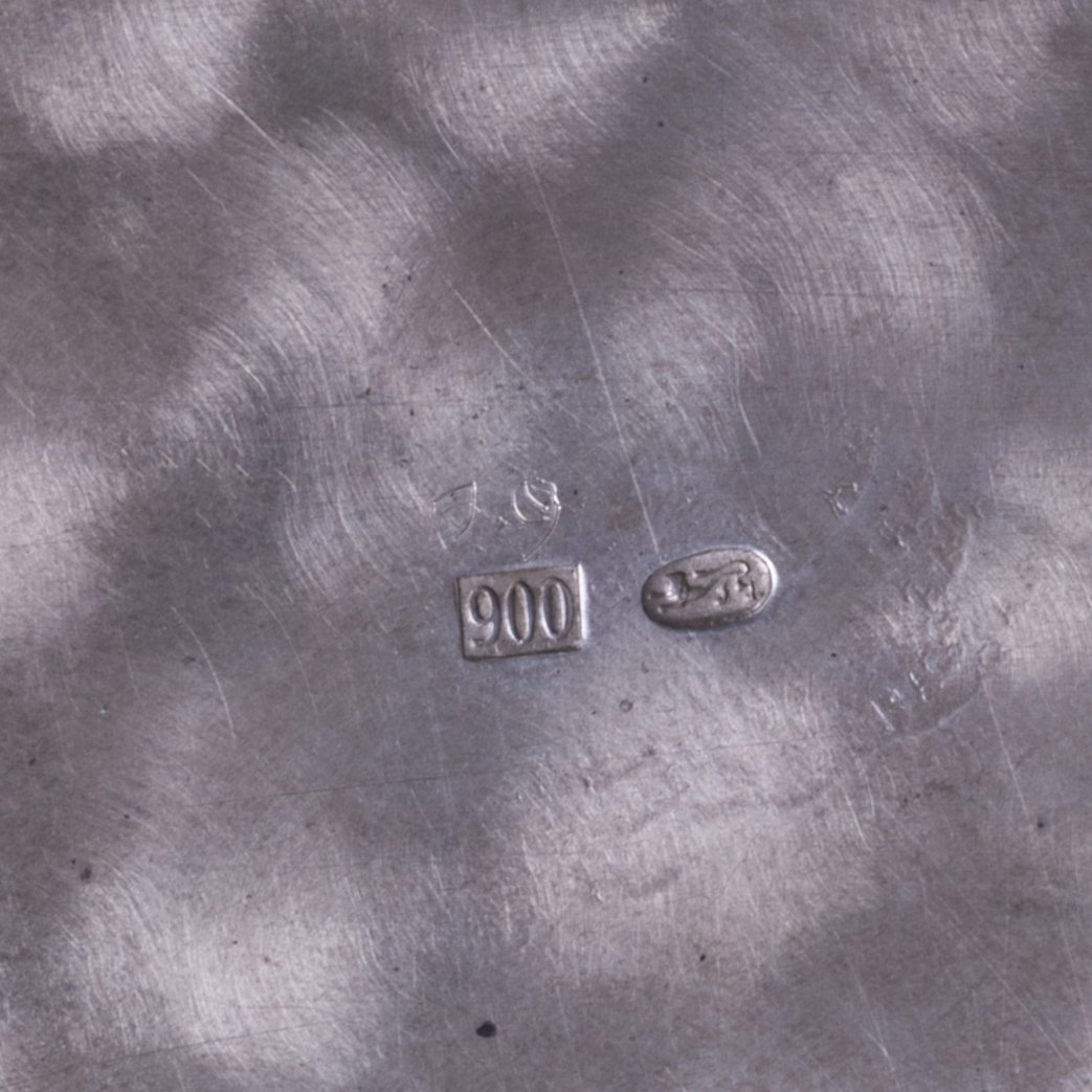 Silver mounted glass fruit bowl on legs — image 8