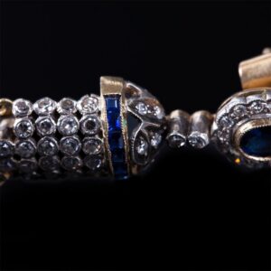 Art Deco style Gold 56 earrings with sapphires and — image 3