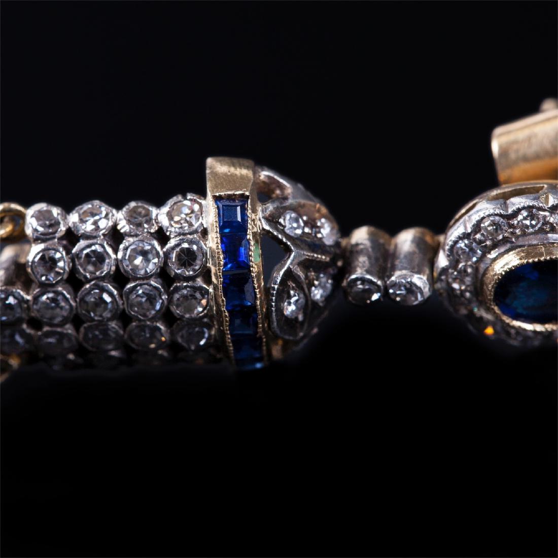 Art Deco style Gold 56 earrings with sapphires and — image 3