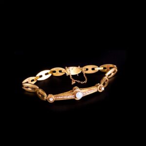 Imperial time gold hand bracelet with diamonds and opal — image 1