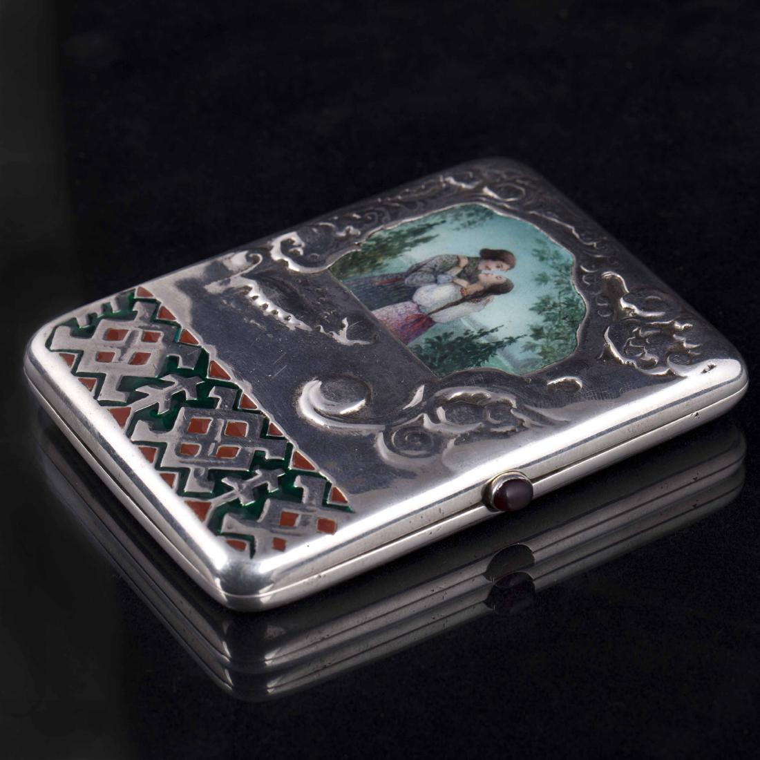 Russian en plein enamel cigarette case — image 2
