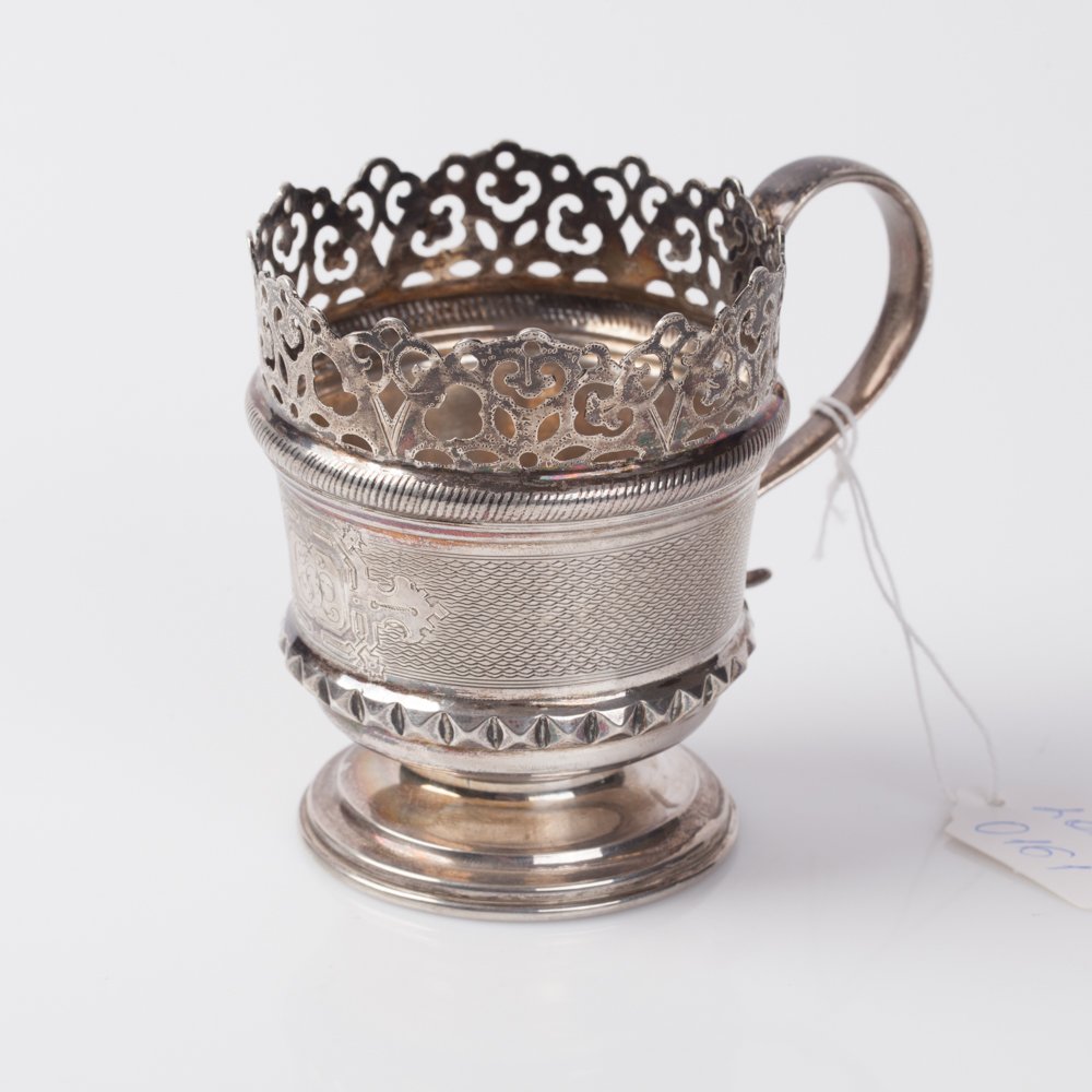 Russian silver tea glass holder. — image 1