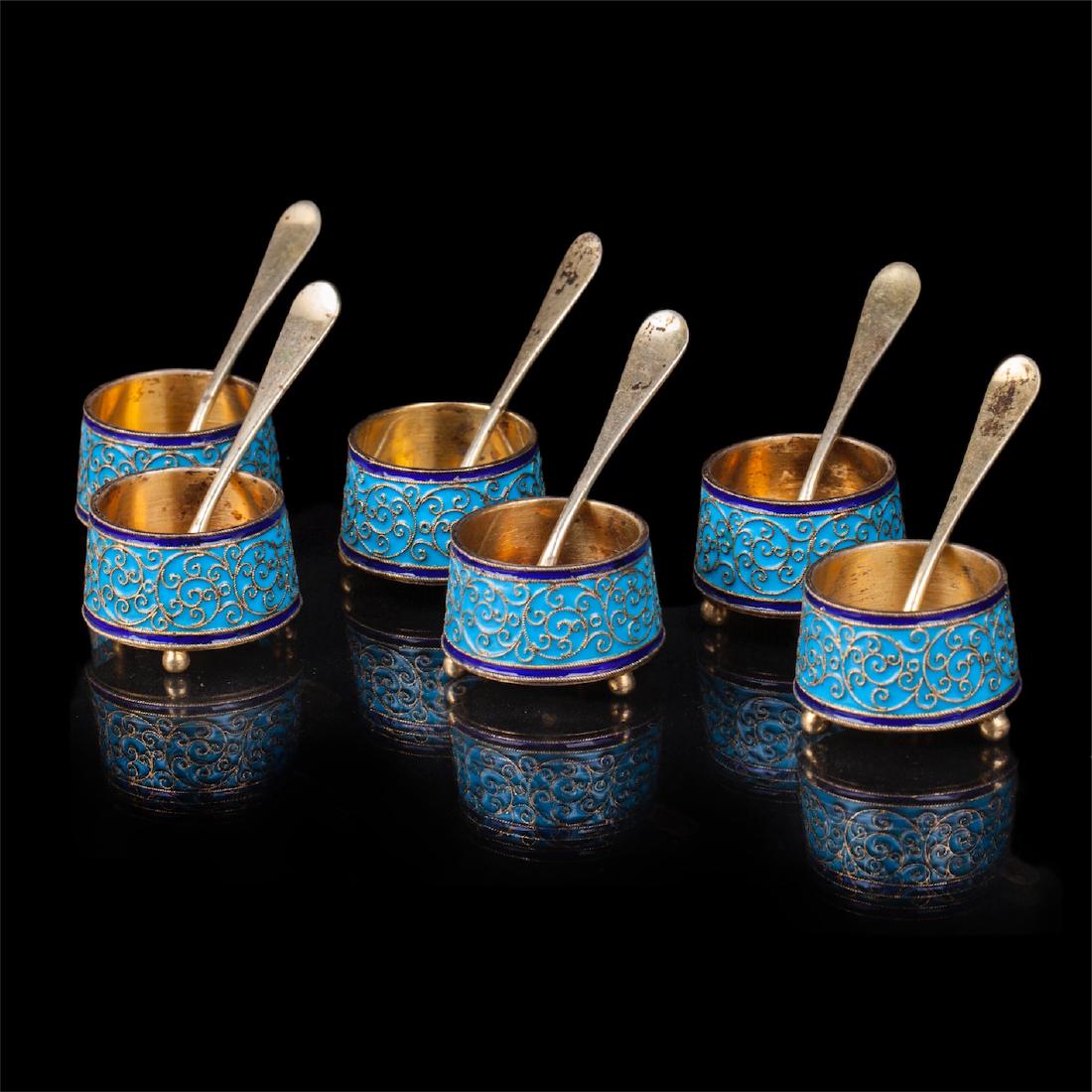 O.Kurlukov cloisonne enamel salt cellars set — image 1