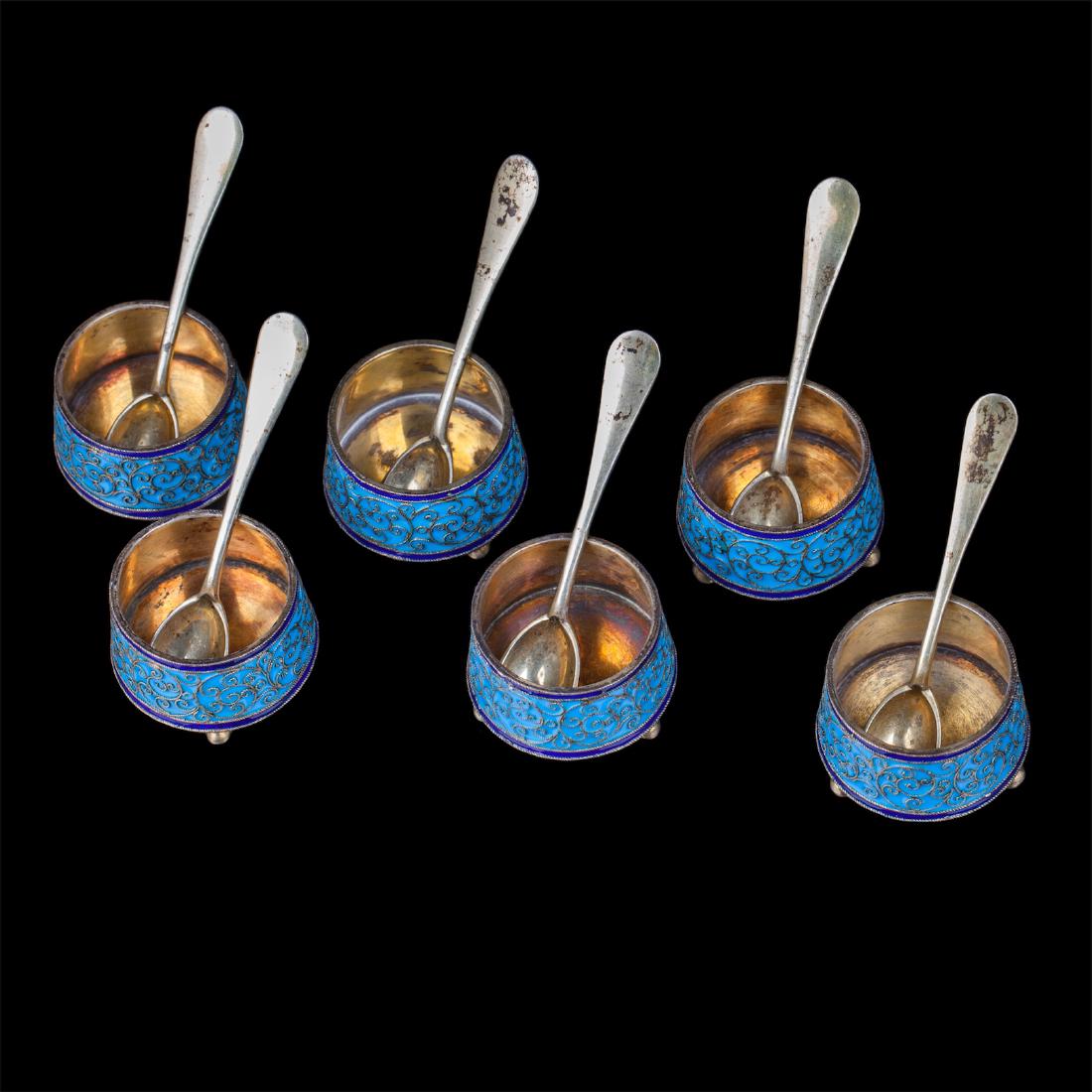 O.Kurlukov cloisonne enamel salt cellars set — image 2