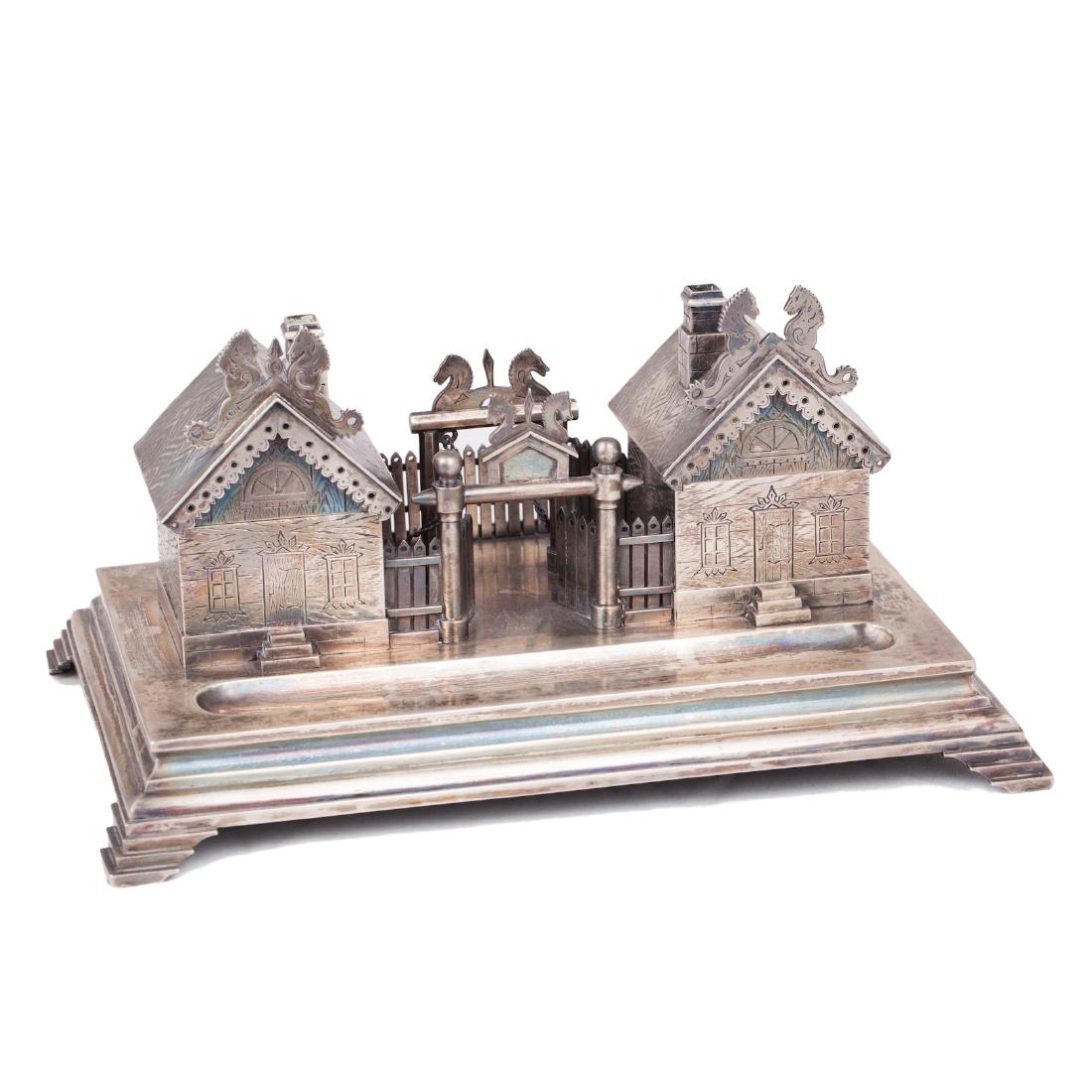 Grand presentation silver and engraved desk set — image 2