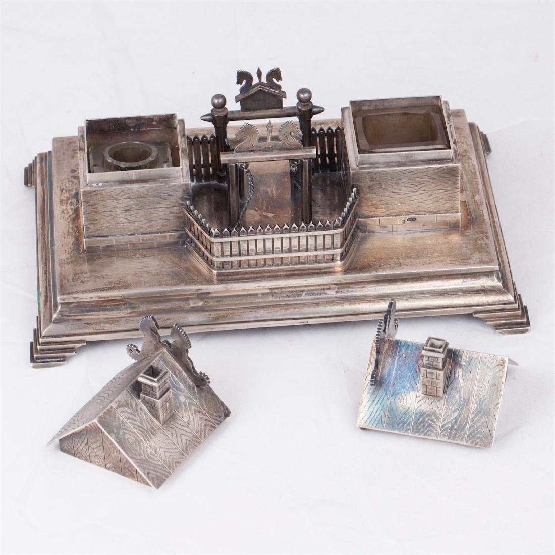 Grand presentation silver and engraved desk set — image 3